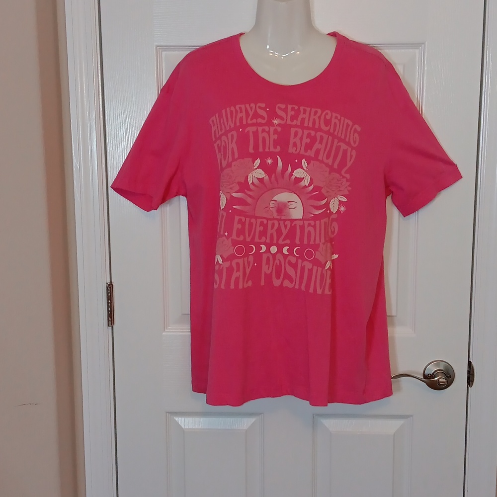 Elecyric Pink Women's XL Short Sleeve Pink T-Shirt 100% Cotton